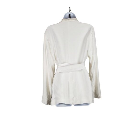L'Academie Revolve Castaway Belted Blazer White Wrap Jacket Size Medium - Picture 2 of 15